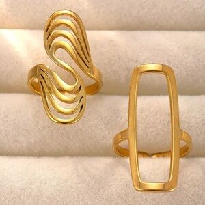 2 pieces Chic 18k Gold plated steel Women's RingsDuo